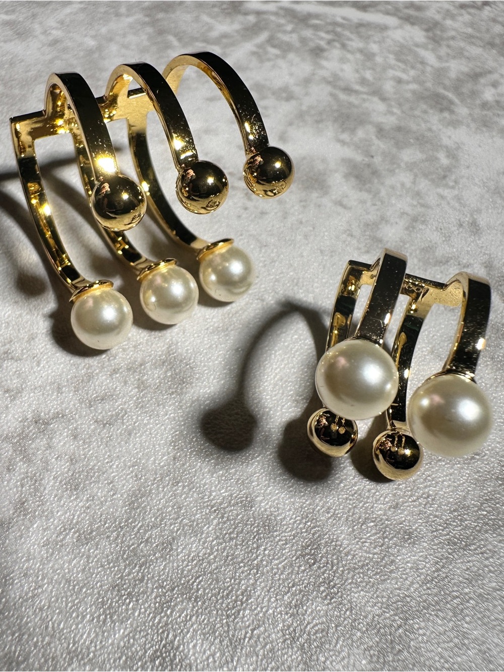 Gold Pearl Accent Open Band Ring - Women Jewelry